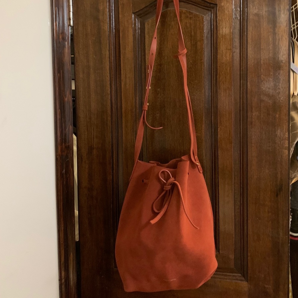 Mansur Gavriel Italian suede brick bucket bag